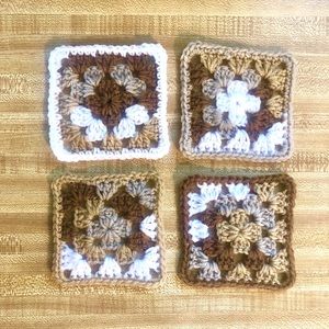 🖤 Handmade Crochet Coaster Set of Four.